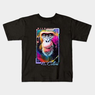 Chimpanzee Ape Animal Discovery Adventure Nature Planet Earth Paint Kids T-Shirt